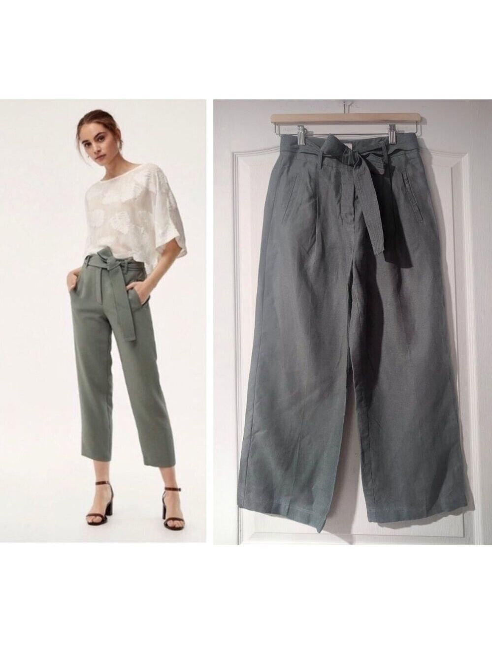 Aritzia Wilfred | Linen Cauchy Pant in Moss Green